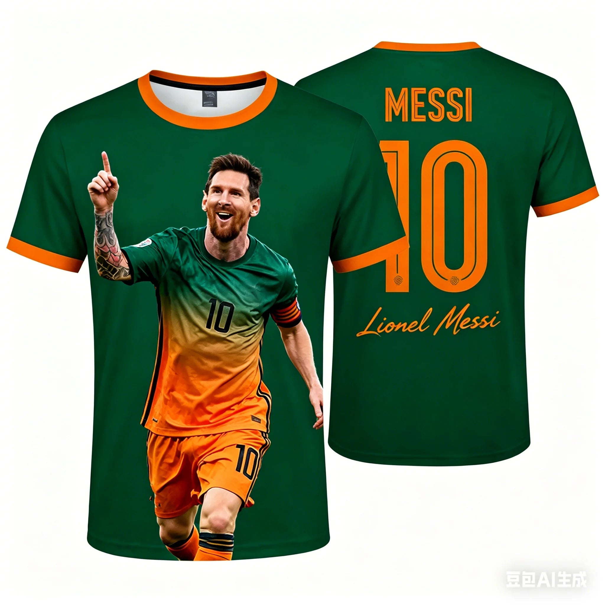 Lionel Messi #10 Inter Miami CF Soccer Jersey T-Shirt, Men Women Pink White Gradient Short Sleeve Football Fan Streetwear Tee