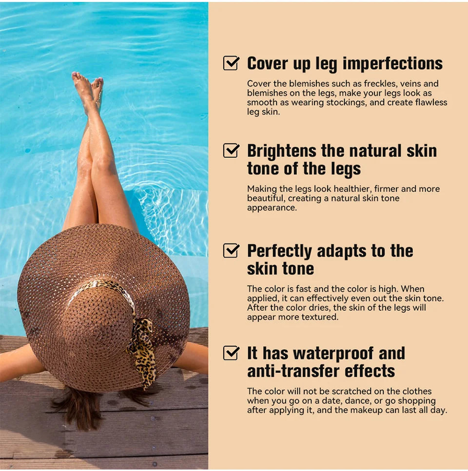 Body Foundation 100ml Tan Leg Makeup Lotion Even Skin Tone Waterproof Long Lasting Body Tanning Cream Medium Bronze Leg Makeup