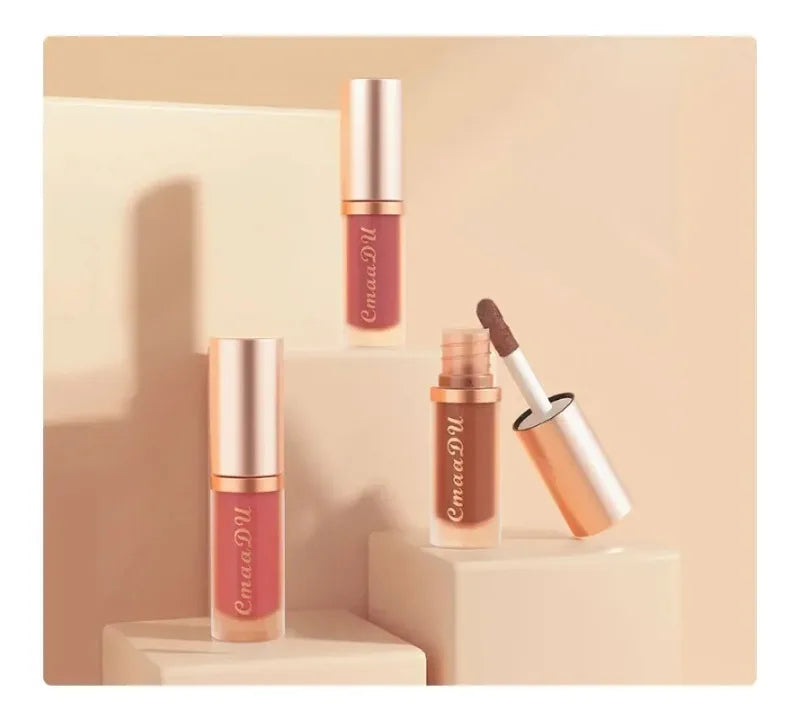 12 Colors Matte Velvet Lip Glaze Waterproof Liquid Lipstick Nude Brown Moisturizing Long Lasting Non-stick Cup Lip Gloss Makeup