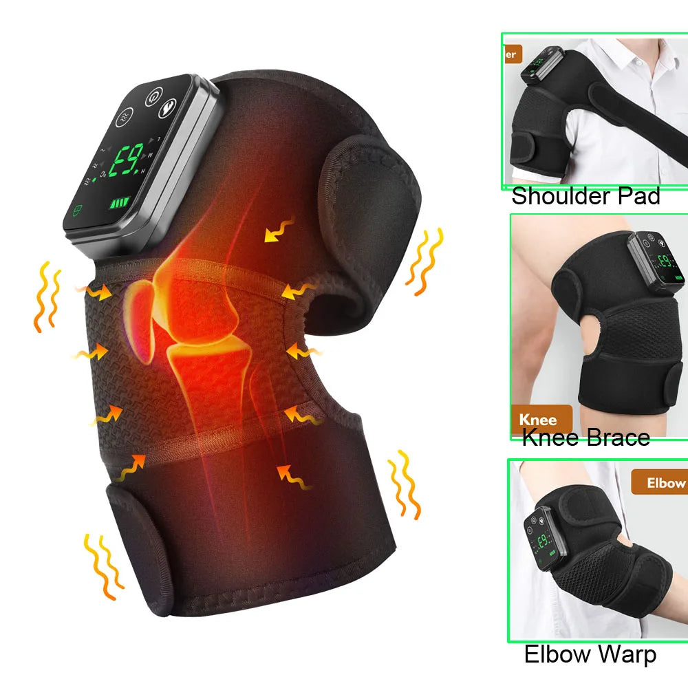 Heated shoulder massager brace with infrared heat visualization and side controller