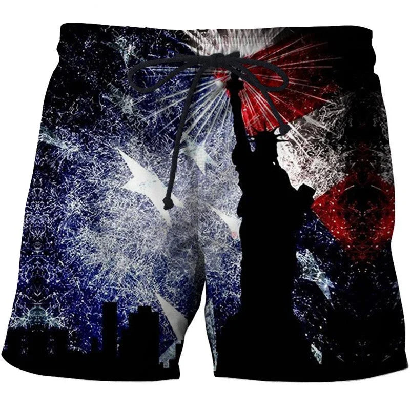Men's Swimwear Shorts American Flag  USA Flag Swimsuit Sports Pants