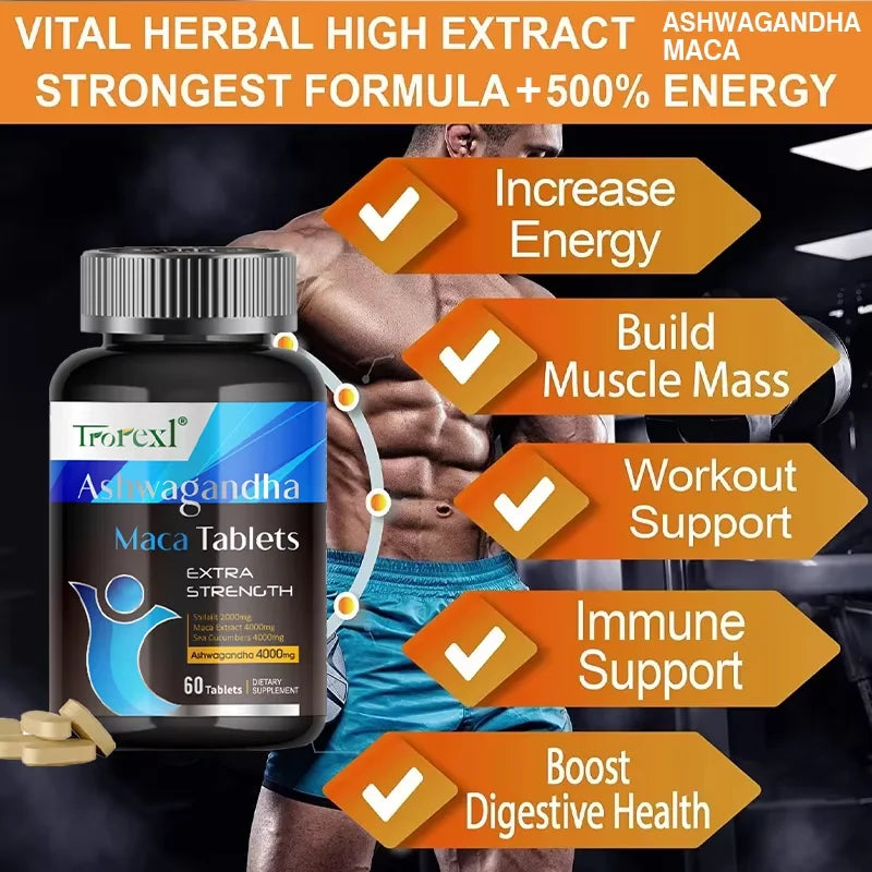 Men's Ashwagandha & Maca Energy Supplement – Stamina, Strength & Reproductive Health Support