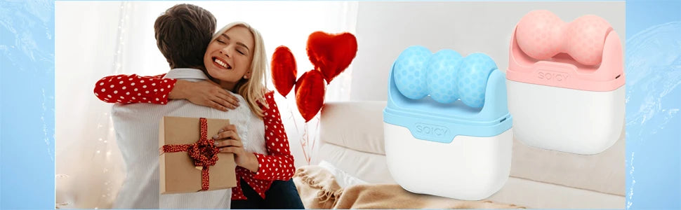 Double-Head Ice Roller Facial Massager — W & V Shape for Face, Eyes & Body