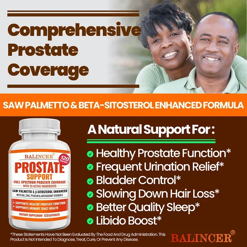 Saw Palmetto Prostate & Hair Support Supplement – 33 Natural Botanicals, DHT Blocker & Bladder Health