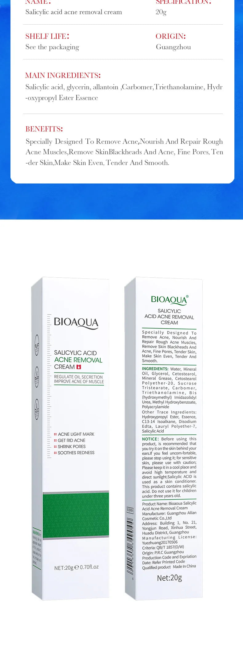 Salicylic Acid Blemish Repair Face Cream – Acne, Blackheads & Pore Refining