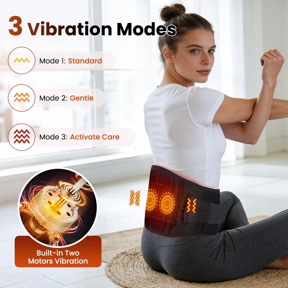 Black infrared heating waist massager belt with red light therapy panel