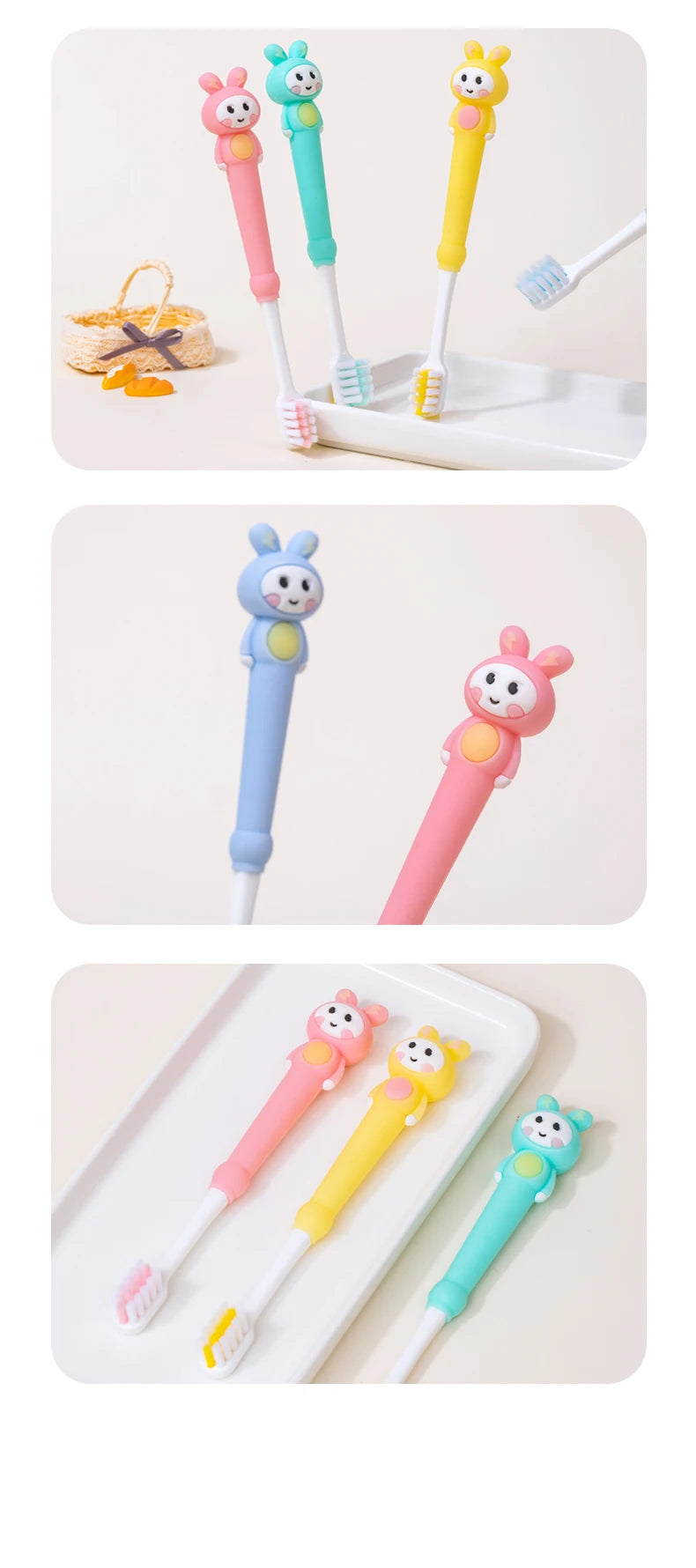 Kid's cartoon rabbit soft  toothbrush gently cleans
