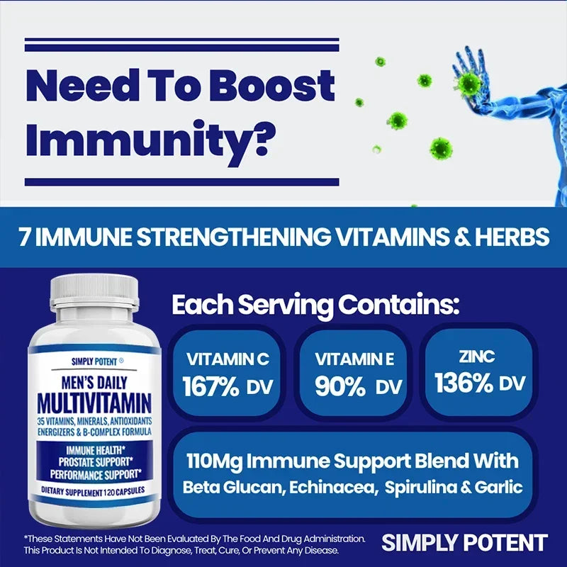Men's Complete Daily Multivitamin – 23 Vitamins & Minerals for Energy, Immunity & Prostate Health