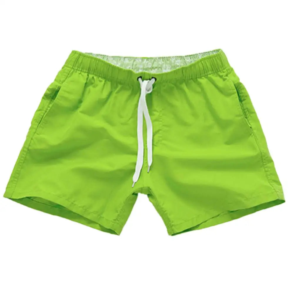 Casual Solid Color Summer Beach Shorts  Men's Drawstring Swimming Trunks
