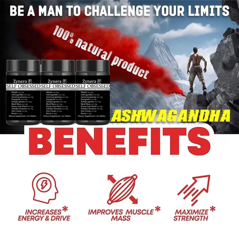 Ashwagandha, Shilajit & Maca Men's Vitality Complex | Energy, Stamina & Antioxidant Support