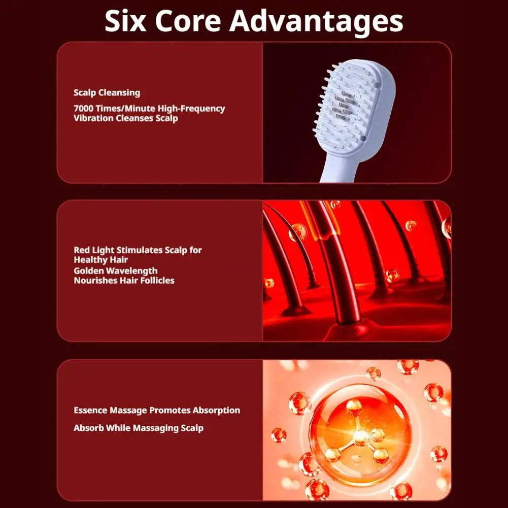 Electric Scalp Care Hair Growth Comb Red Light Therapy Microcurrent Stimulating Vibration Head Massage Thicker Stronger Hair