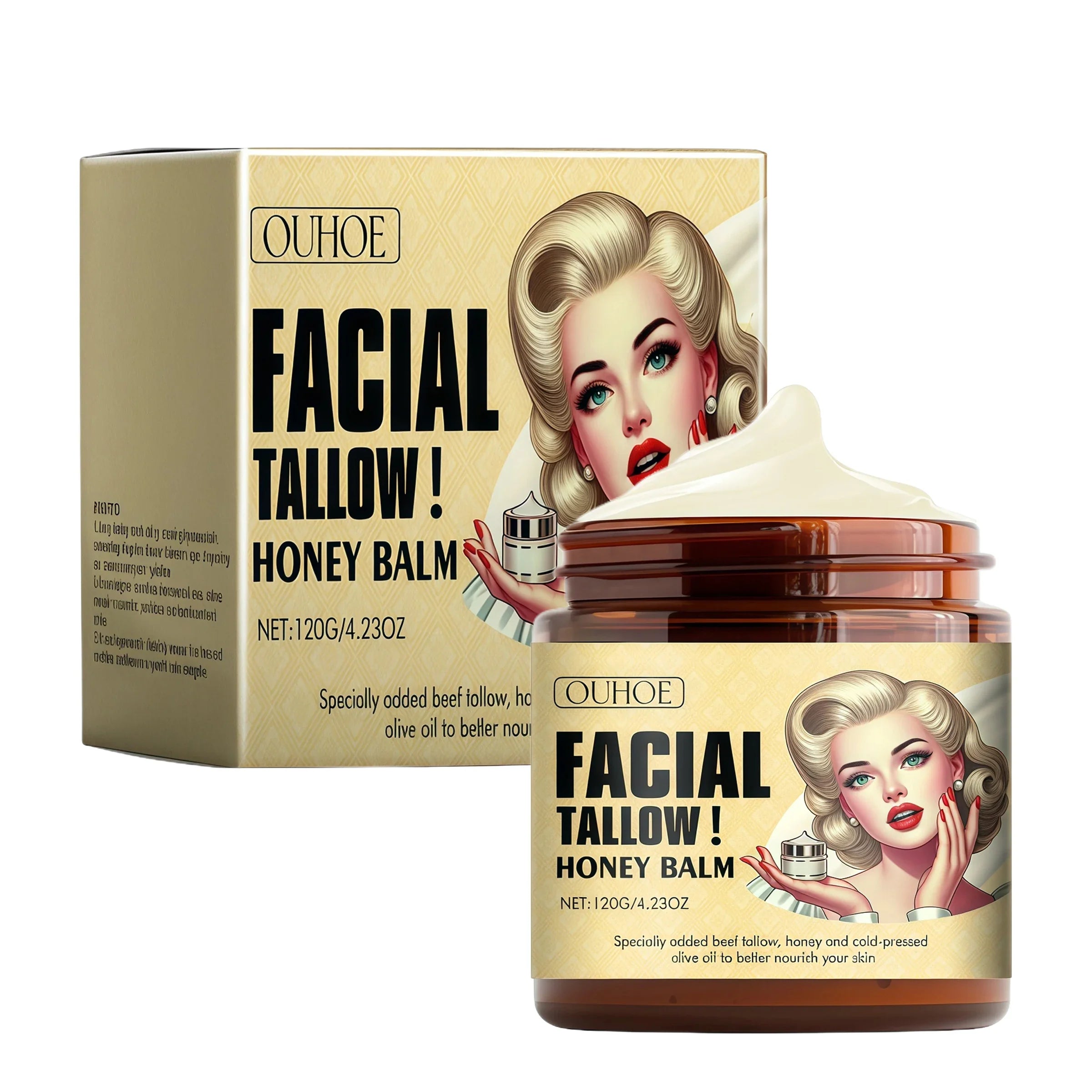 Beef Tallow And Honey Balm Moisturizing Whipped Beef Tallow Face Cream Body Lotion Grass Fed Grass Finished Face Cream Care
