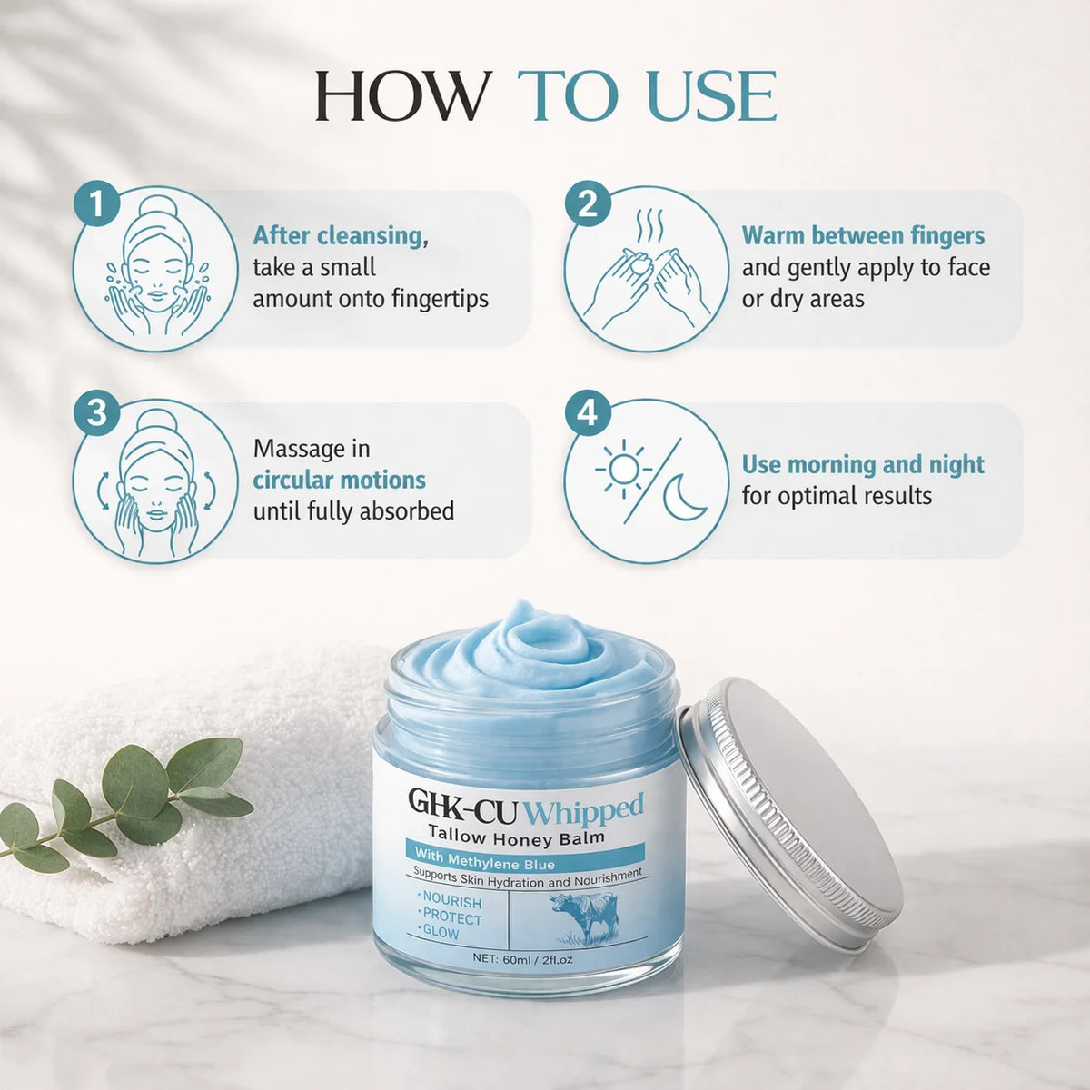 Copper Peptide Beef Tallow Face Balm Moisturizer 50 g