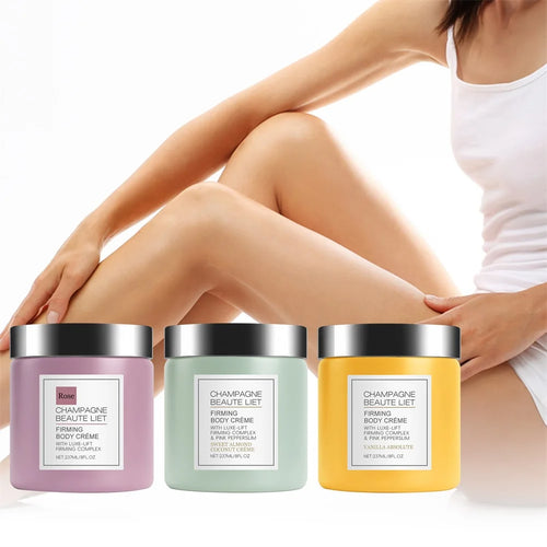 Firming body cream set of three scented jars with silver lids