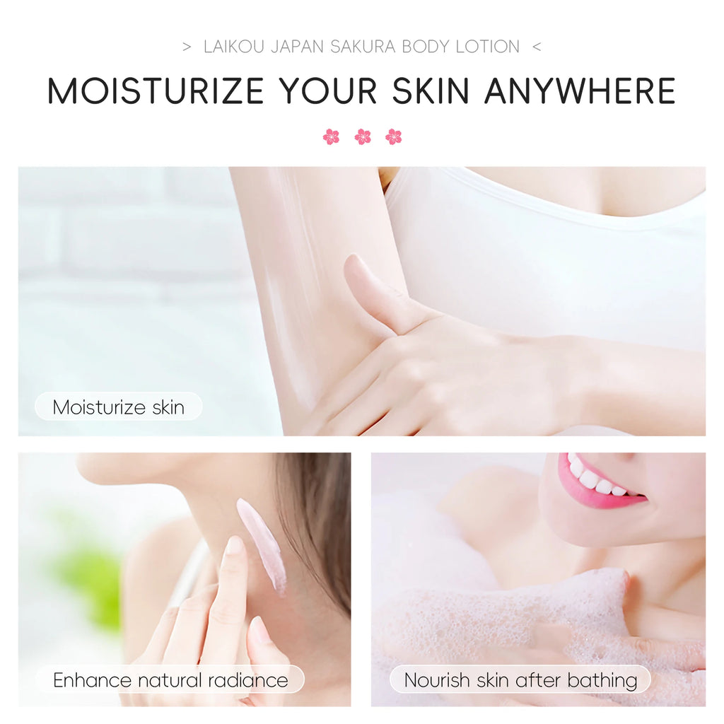 LAIKOU Japan Sakura Body Lotion Nourishing Body Moisturizer Fragrant Body Cream Soft Smooth Skin Treatment 200g