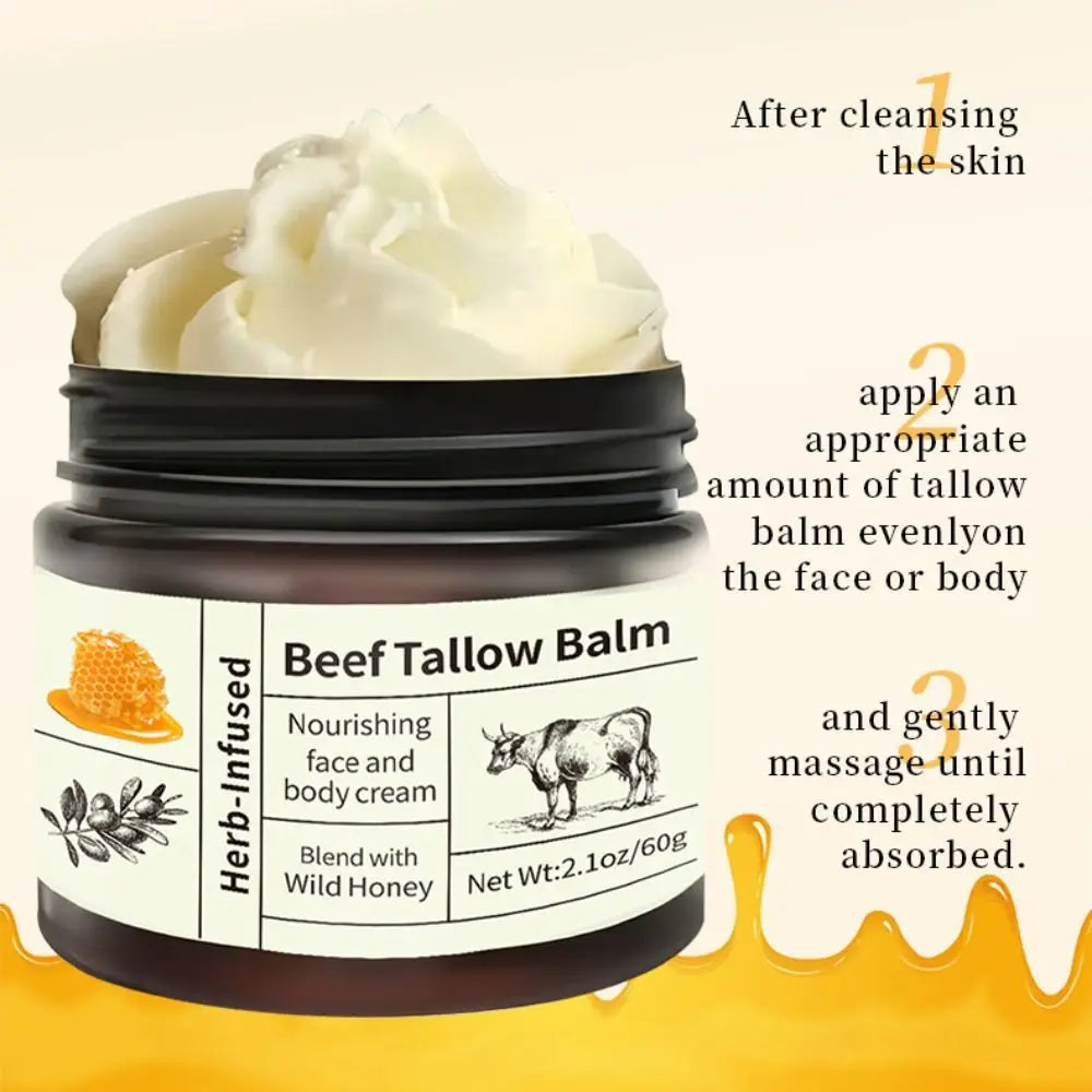 Skin Care Natural Organic Beef Tallow Balm Whole Body Care Hydrating Face Cream Deep Nourishment Mild Tallow Moisturizing Cream