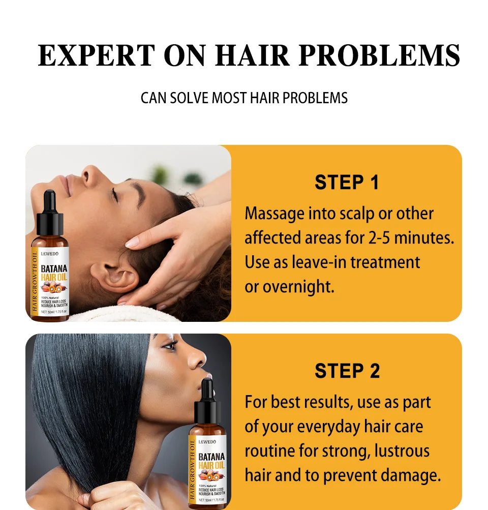 Hair Growth Batana Oil Serum Fast Growing Hair Essential Oil Beauty Hair Care Anti-Hair Loss Essence Natural Repair Damaged Hair