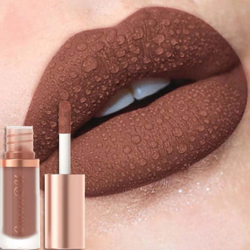 12 Colors Matte Velvet Lip Glaze Waterproof Liquid Lipstick Nude Brown Moisturizing Long Lasting Non-stick Cup Lip Gloss Makeup