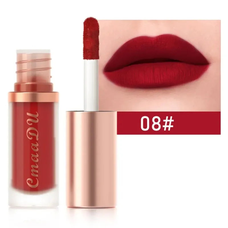 12 Colors Matte Velvet Lip Glaze Waterproof Liquid Lipstick Nude Brown Moisturizing Long Lasting Non-stick Cup Lip Gloss Makeup