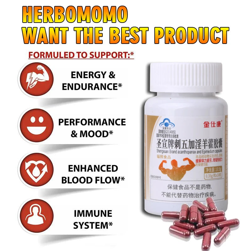 Enhance Endurance Supplement for Men -Supports Strength Muscle Energy and Increase Male Size Maca Natural Epimedium capsules