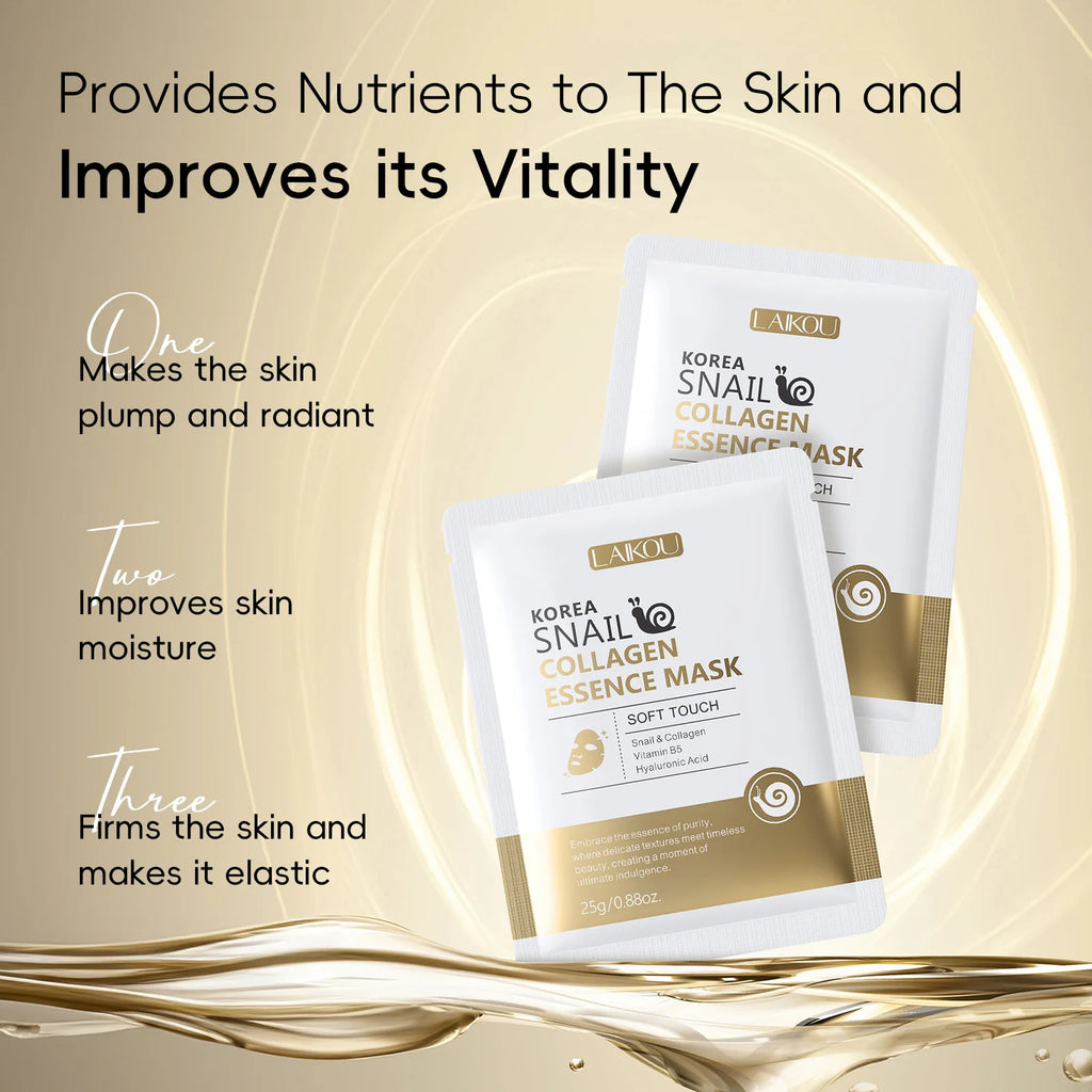 Snail Mucin & Protein Sheet Mask,Anti-Aging & Repair Face Mask,Hydrating Firming Essence Mask for Wrinkles and Pores,5/10/20 PCS