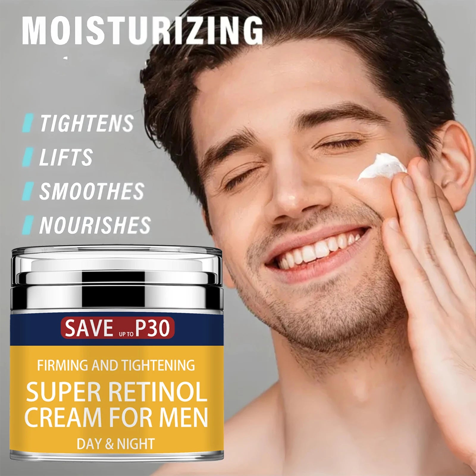 Men's Collagen, Retinol & Hyaluronic Acid Face Cream — Day & Night Anti-Aging Moisturizer
