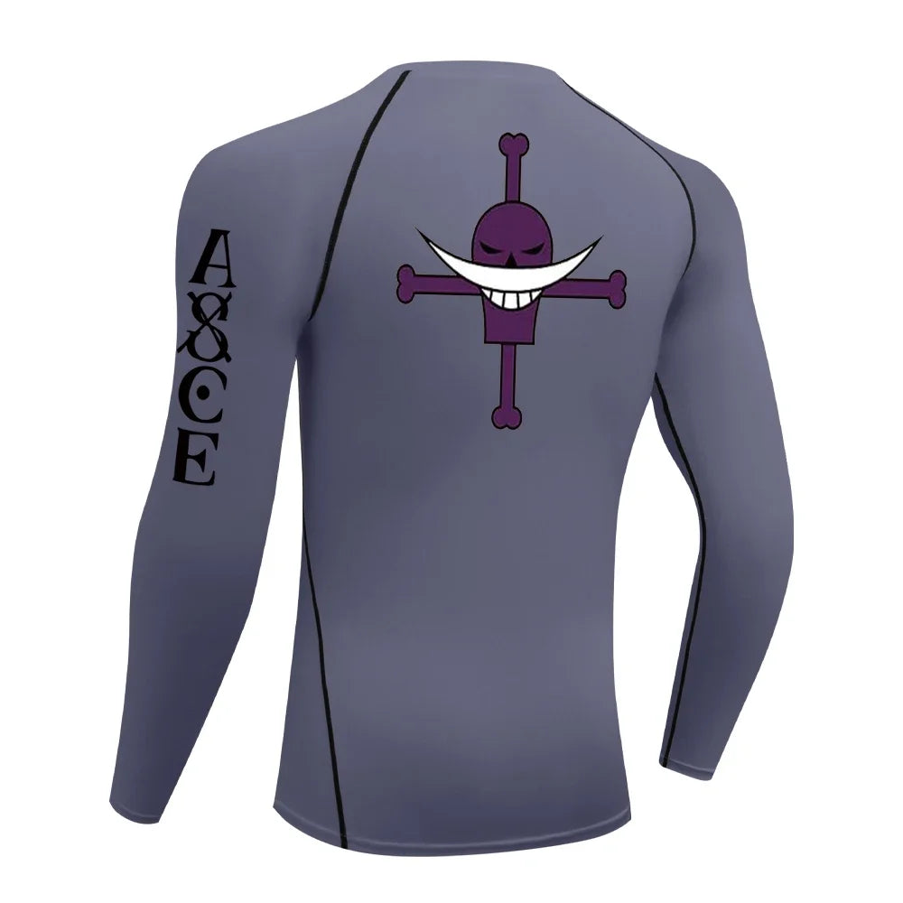 Men's Rash Guard Anime Manga Print Gym Compression Shirt