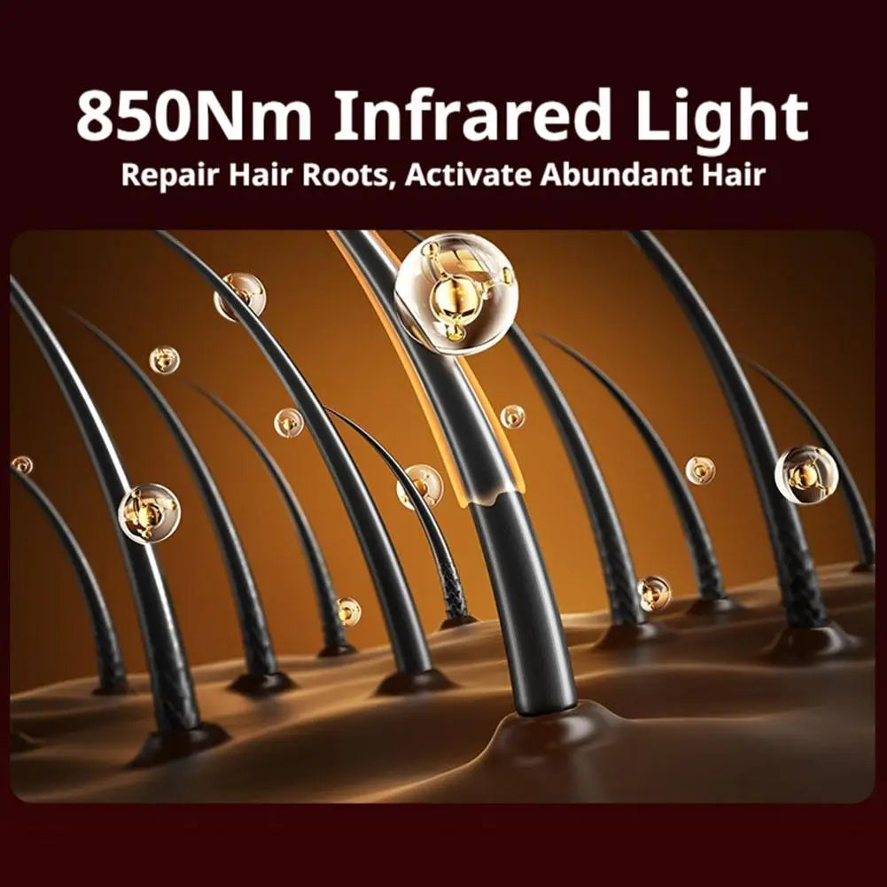 Electric Scalp Care Hair Growth Comb Red Light Therapy Microcurrent Stimulating Vibration Head Massage Thicker Stronger Hair