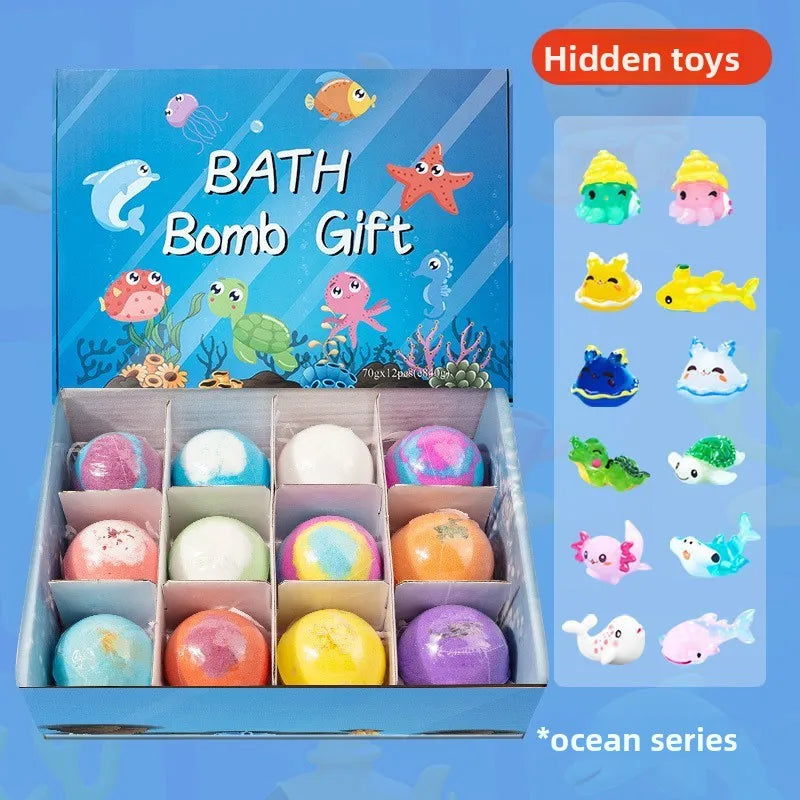 6-12PCS  Kids Bath Bombs Natural Mega Bubbles Surprise Ocean Toys Gift Set Skin Friendly Bathing Kit for Boys and Girls