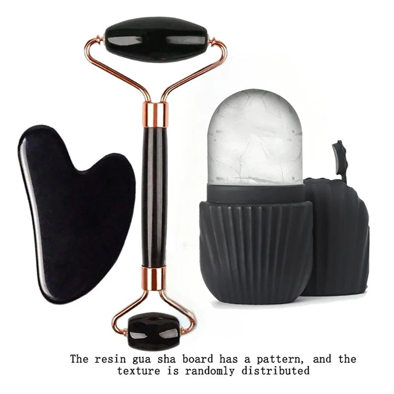 Ice Roller & Gua Sha Facial Tool Set — Lift, Contour & De-Puff
