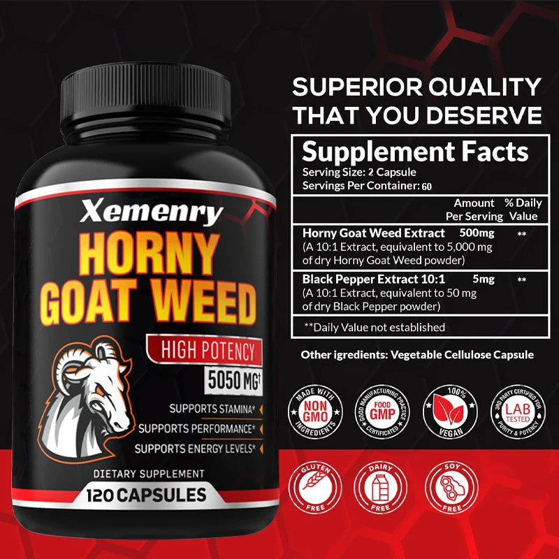 Epimedium & Black Pepper Vitality Capsules | Men's Energy & Stamina Support