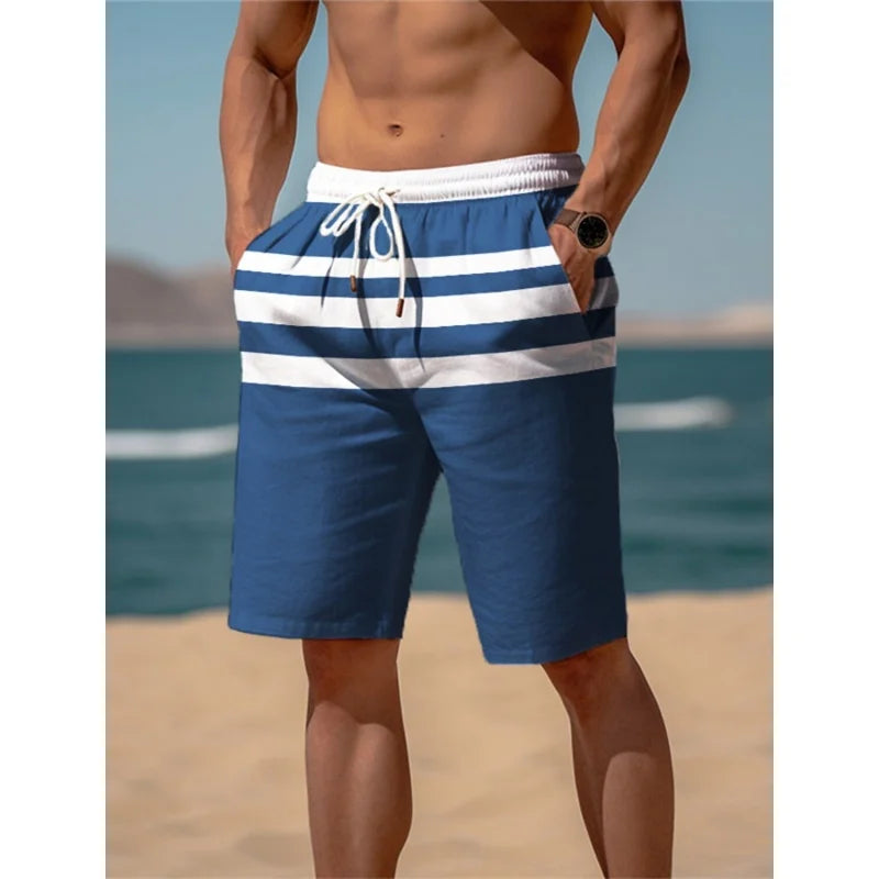 Men's Color Block Pattern Swim Trunks Casual Swimwear Beach Sports Surf Board Shorts