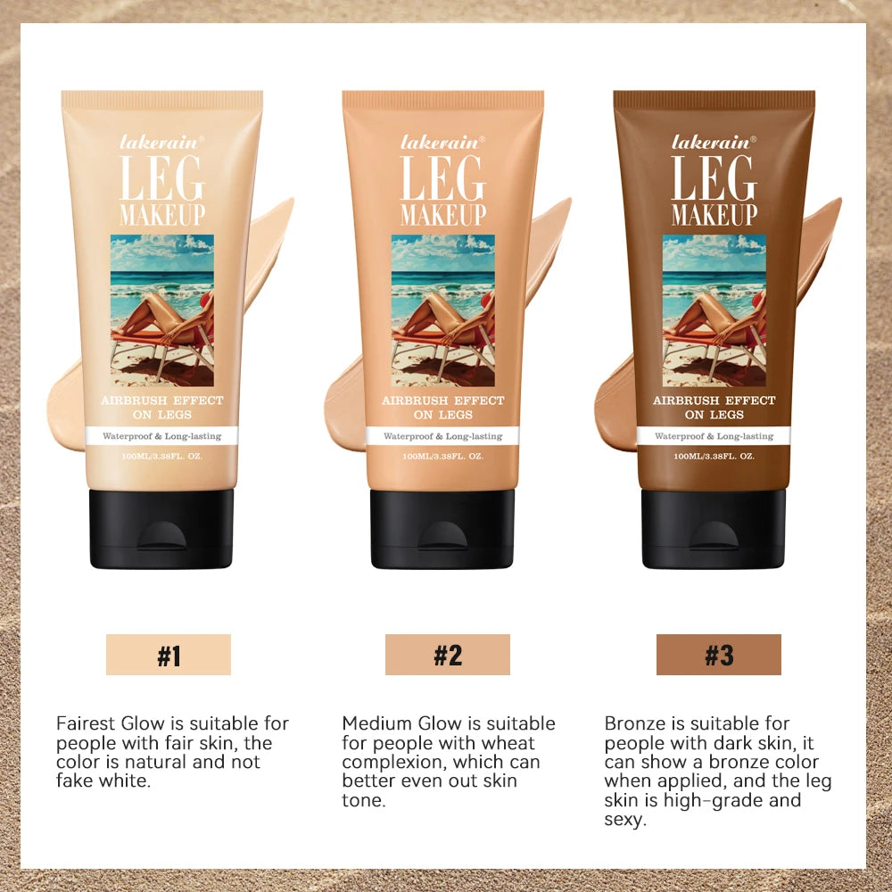 Body Foundation 100ml Tan Leg Makeup Lotion Even Skin Tone Waterproof Long Lasting Body Tanning Cream Medium Bronze Leg Makeup