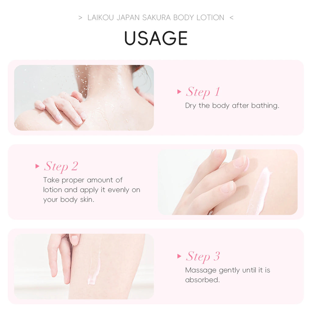 LAIKOU Japan Sakura Body Lotion Nourishing Body Moisturizer Fragrant Body Cream Soft Smooth Skin Treatment 200g