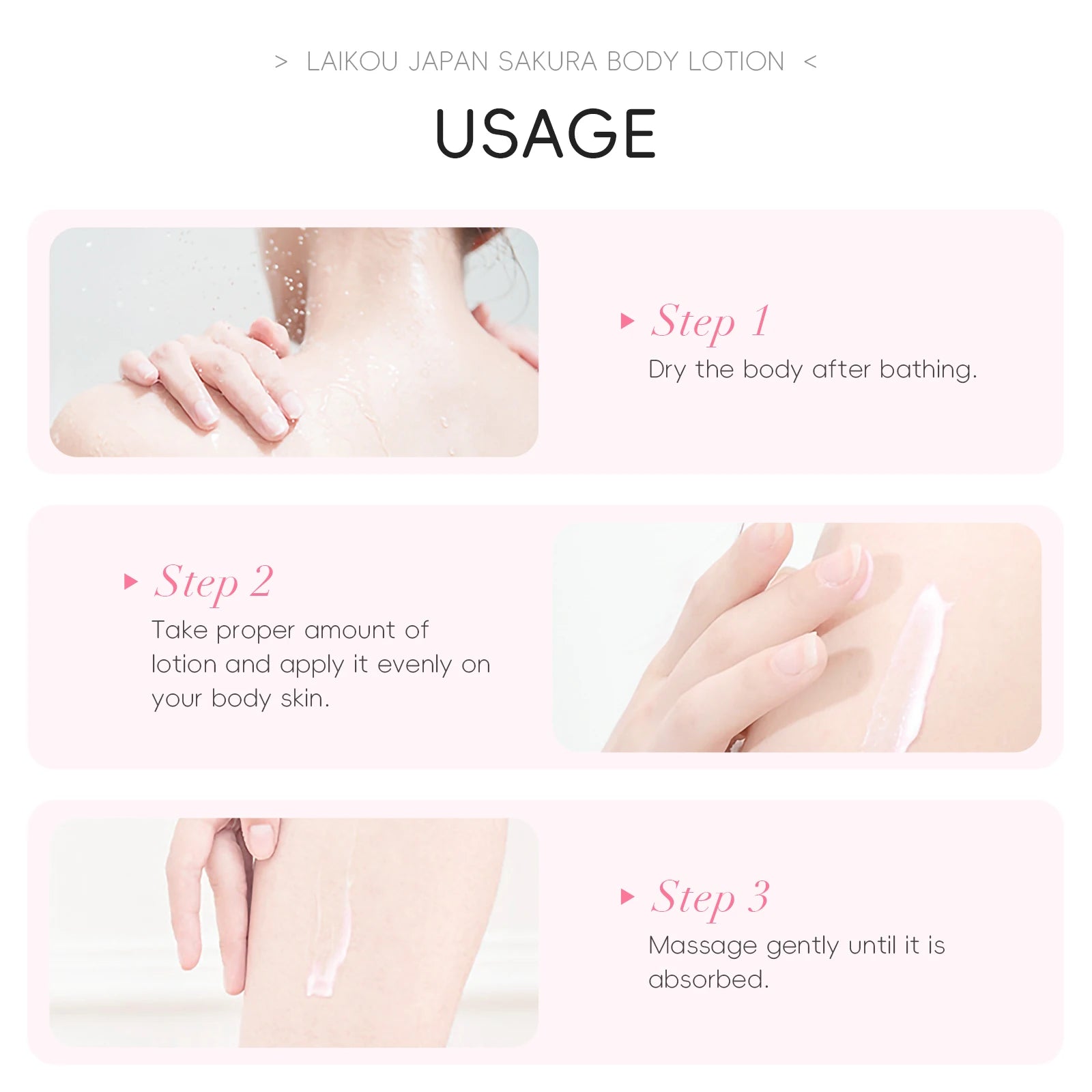 LAIKOU Japan Sakura Body Lotion Nourishing Body Moisturizer Fragrant Body Cream Soft Smooth Skin Treatment 200g