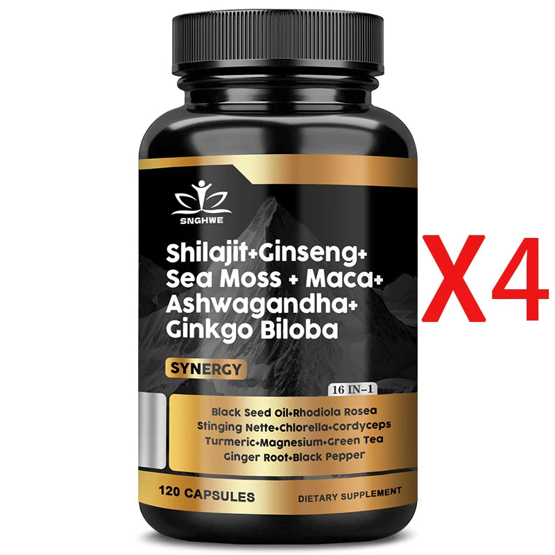 Shilajit 5-in-1 Adaptogen Complex | Ginseng, Sea Moss, Ashwagandha & Ginkgo Biloba
