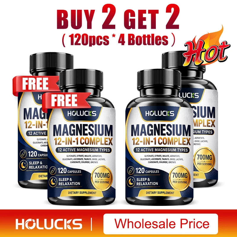 Magnesium 12-in-1 Complex | Sleep, Muscle Relaxation & Stress Relief Supplement