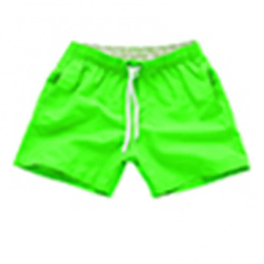 Casual Solid Color Summer Beach Shorts  Men's Drawstring Swimming Trunks