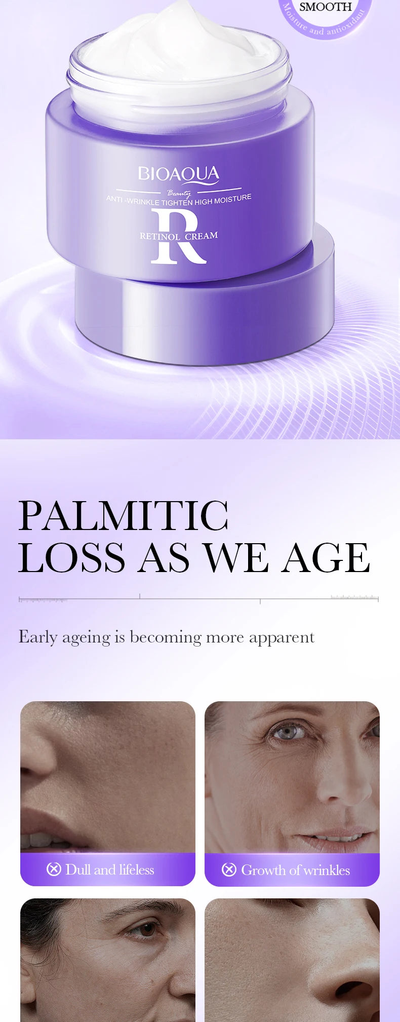 BIOAQUA Retinol Face Cream Moisturizing Whitening Anti-Aging Wrinkles Hyaluronic Acid Facial Cream Face Skin Care