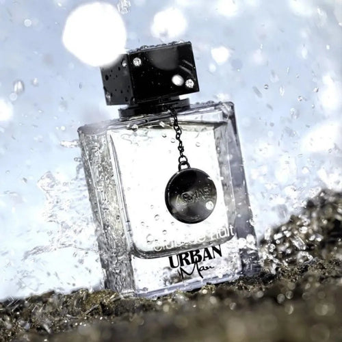 ARMAF Club De Nuit Urban eau de parfum bottle with black cap and hanging round charm