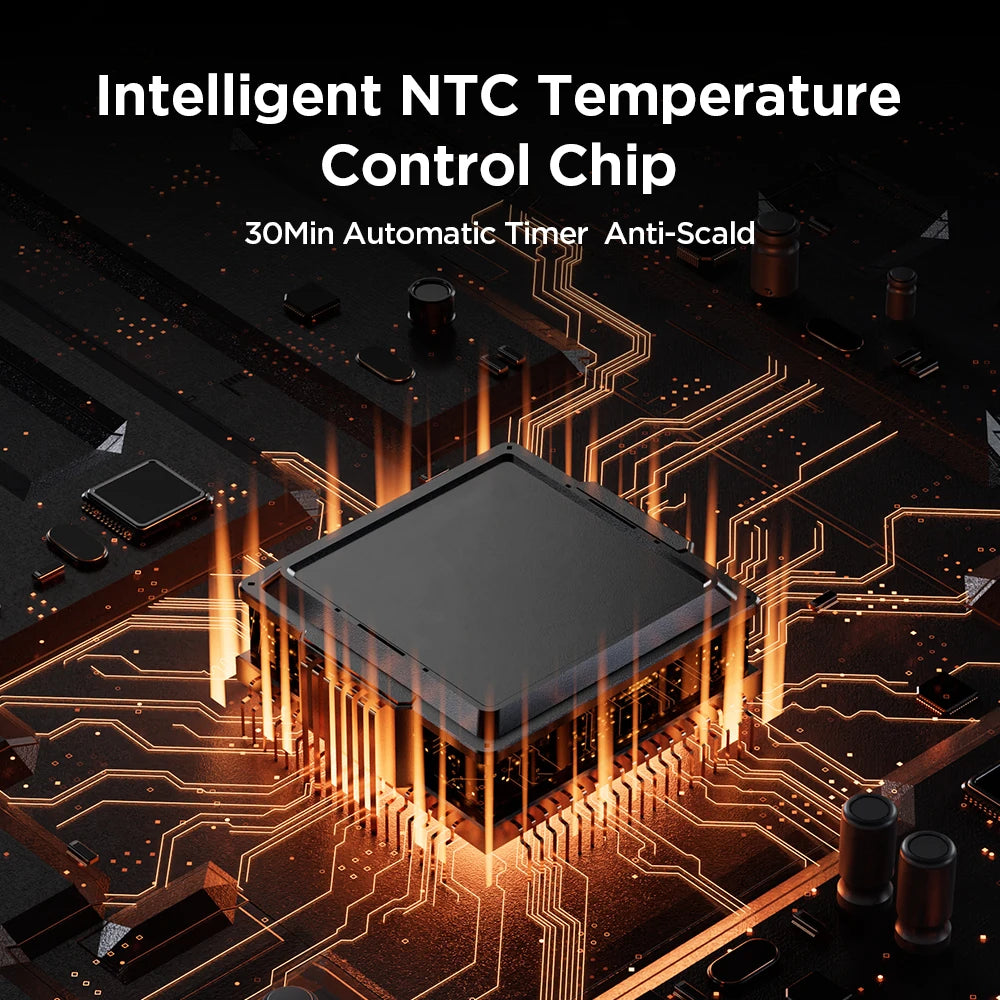 Heated massager temperature control chip graphic with circuit pattern