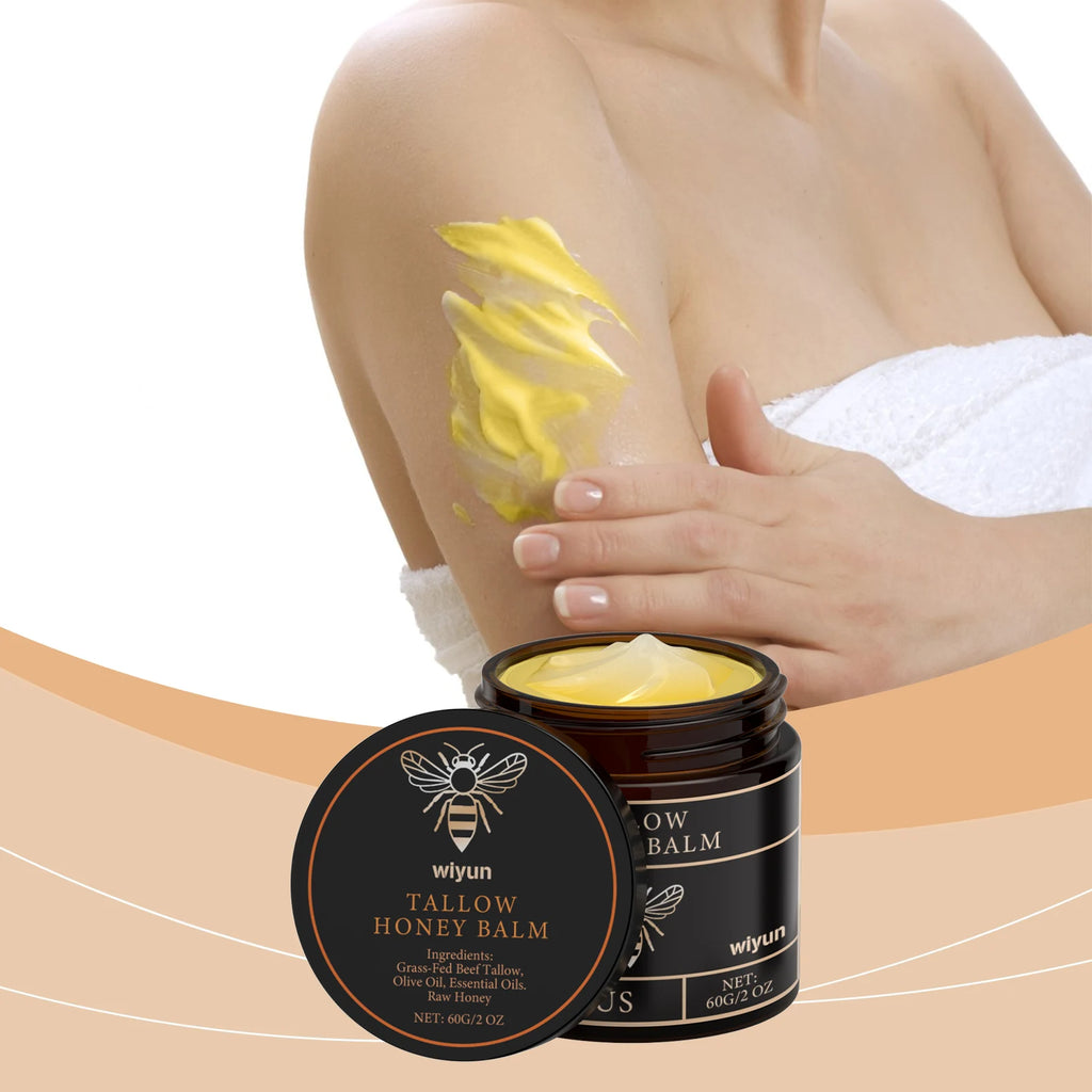 Tallow Honey Balm Moisturizing Cream for Face Body Grass Fed Beef Tallow Balm Natural Deep Moisturizer Soft Soothing Skin