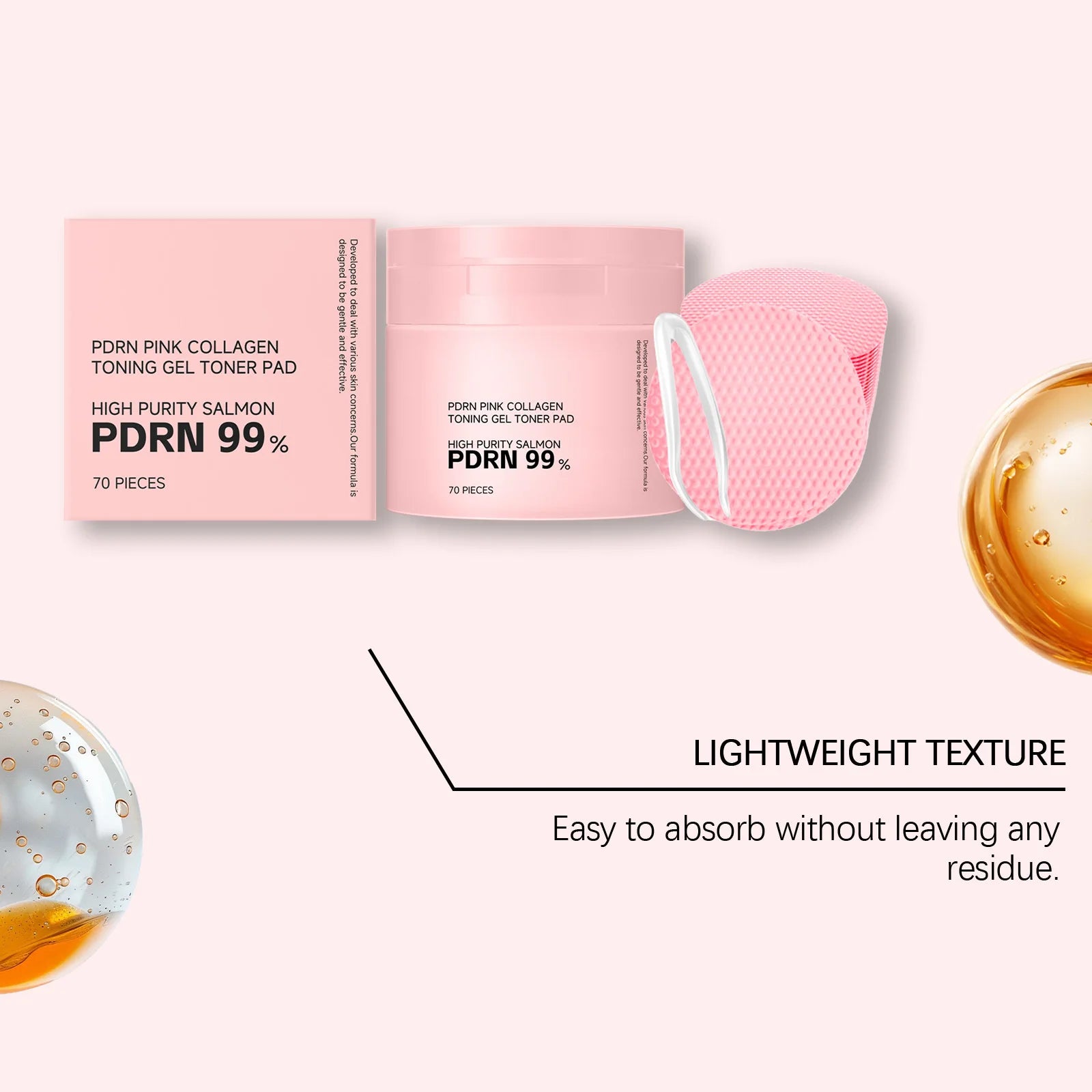PDRN Collagen Toner Pads Repair Skin Barrier Calm Redness Hydrate Skin Reduce Skin Fine Lines Brighten Dullness Facial Toner Pad