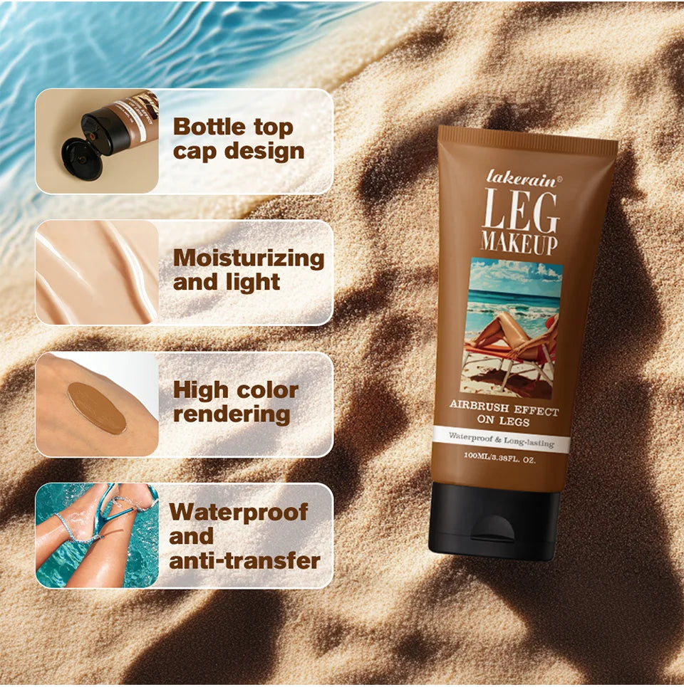 Body Foundation 100ml Tan Leg Makeup Lotion Even Skin Tone Waterproof Long Lasting Body Tanning Cream Medium Bronze Leg Makeup