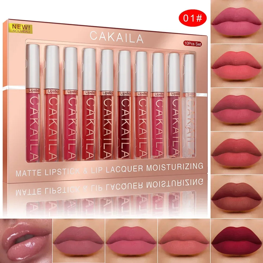 10/6 PCS Lipstick Set Matte Nude Liquid Lip Stain Makeup for women Non stick Cup Lip Gloss Waterproof Long lasting 💄💄💄💅