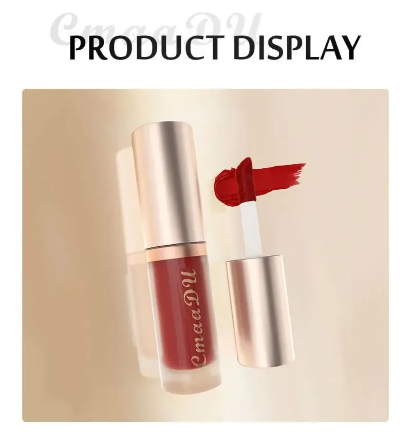 12 Colors Matte Velvet Lip Glaze Waterproof Liquid Lipstick Nude Brown Moisturizing Long Lasting Non-stick Cup Lip Gloss Makeup