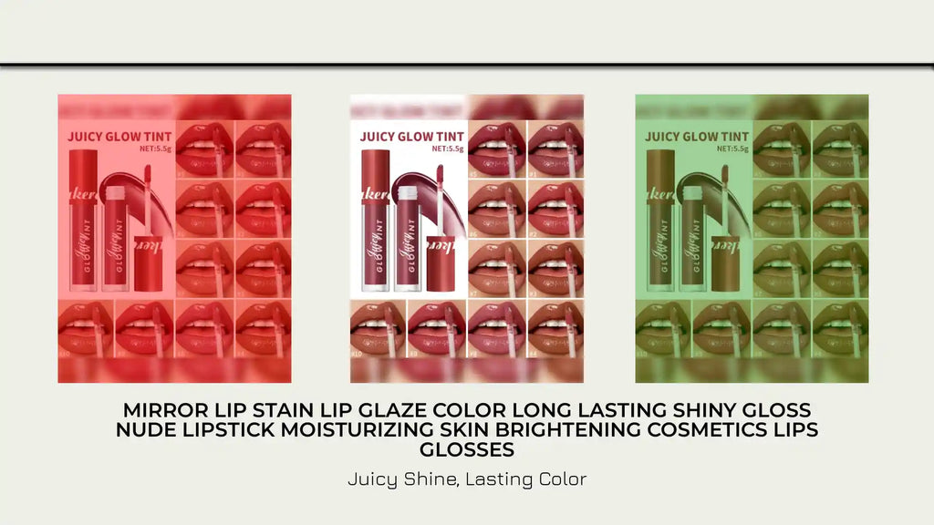 Mirror Lip Stain Lip Glaze Color Long Lasting Shiny Gloss Nude Lipstick Moisturizing Skin Brightening Cosmetics Lips Glosses by@Outfy